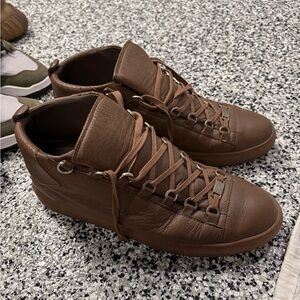 Balenciaga Brown High-Top Sneakers Suede Minimalist